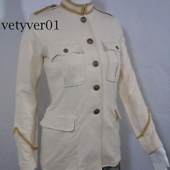 Ralph Lauren Denim & Supply Women Military Army Cotton French Terry Gold Trim - Picture 10 of 10